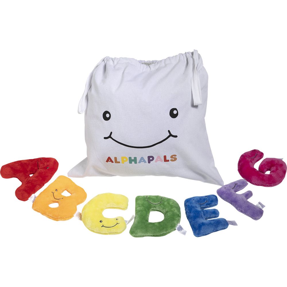  AlphaPals -  Alphabet Mini Plush Set - Rainbow Letters with White Drawstring Bag -  Plush