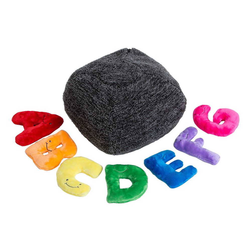  AlphaPals -  Alphabet Plush Mini Set - Rainbow Letters with Dark Grey Bag -  Plush