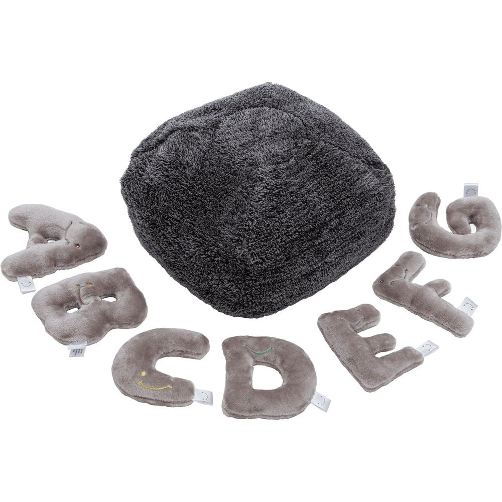  AlphaPals -  Alphabet Plush Mini Set - Rhino Grey Letters with Dark Grey Bag -  Plush