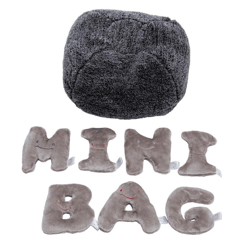  AlphaPals -  Alphabet Plush Mini Set - Rhino Grey Letters with Dark Grey Bag -  Plush