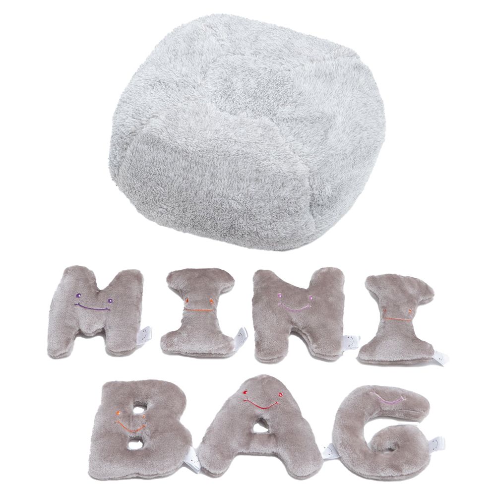  AlphaPals -  Alphabet Plush Mini Set - Rhino Grey Letters with Light Grey Bag -  Plush