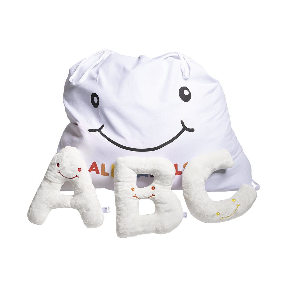  AlphaPals -  Alphabet Plush Set - Cream Letters with White Drawstring Bag -  Plush