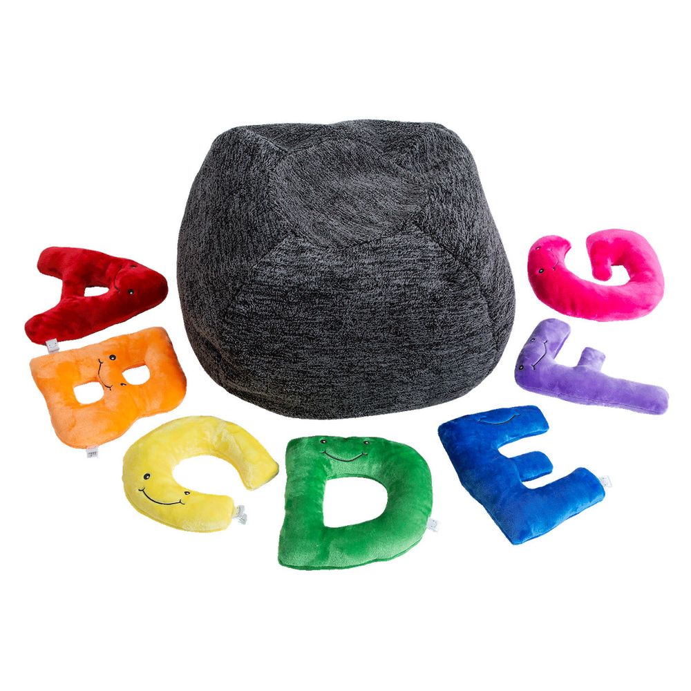  AlphaPals -  Alphabet Plush Set - Rainbow Letters with Dark Grey Bag -  Plush