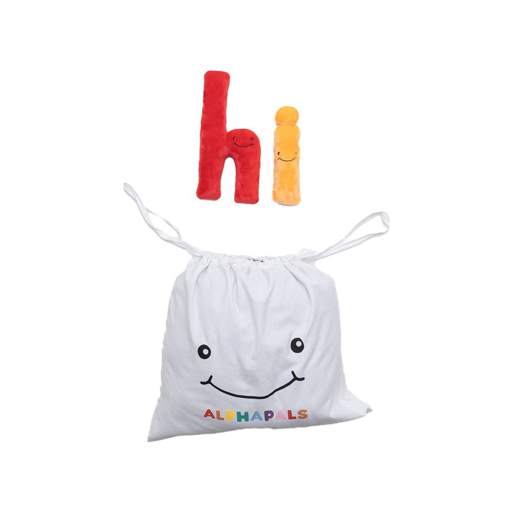 AlphaPals -  Alphabet Plush Set - Rainbow Lower Case Letters with White Drawstring Bag -  Plush