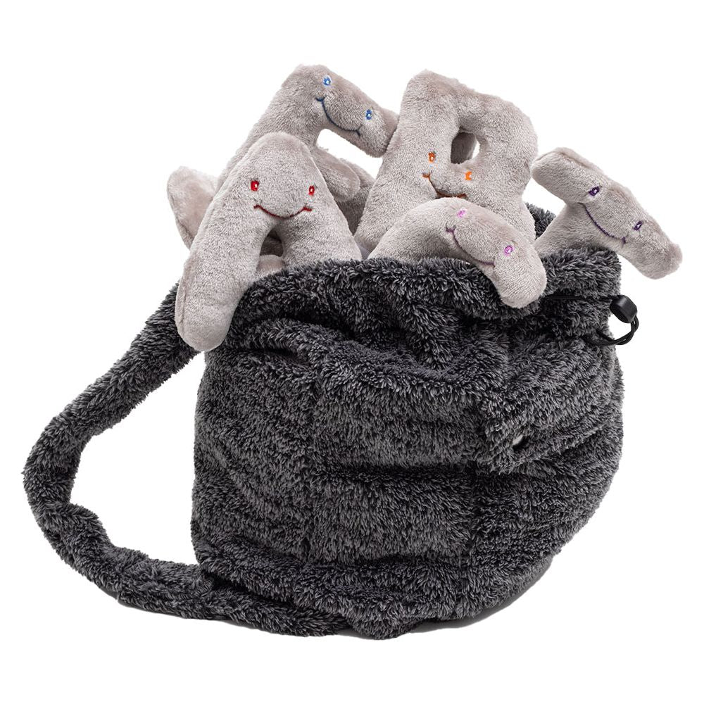  AlphaPals -  Alphabet Plush Set - Rhino Grey Letters with Dark Grey Backpack -  Plush