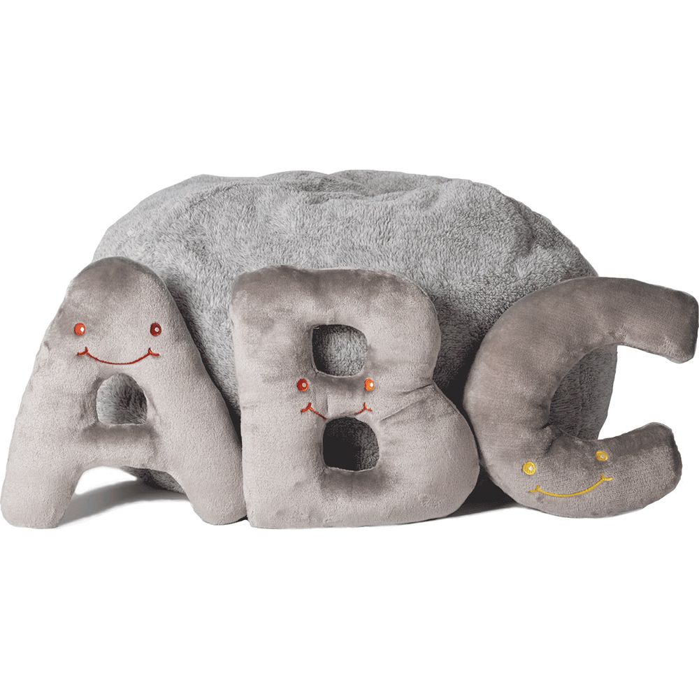  AlphaPals -  Alphabet Plush Set - Rhino Grey Letters with Light Grey Bag -  Plush