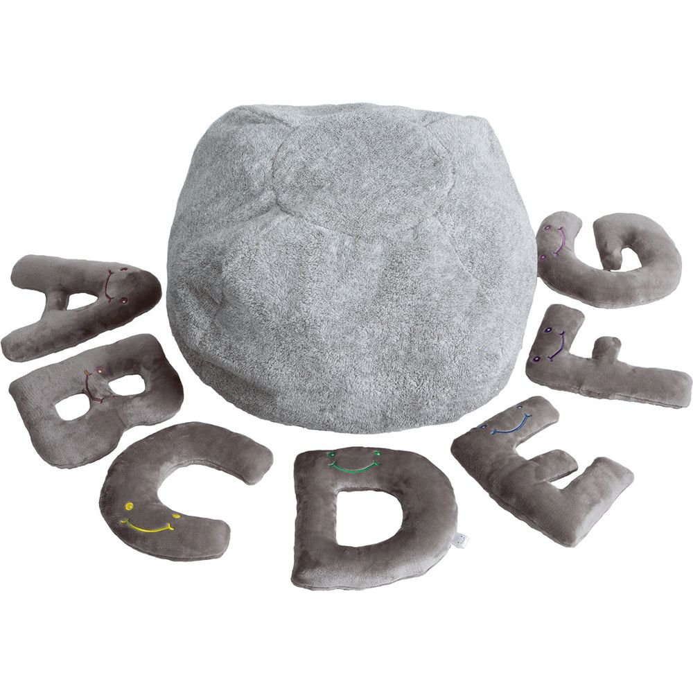  AlphaPals -  Alphabet Plush Set - Rhino Grey Letters with Light Grey Bag -  Plush