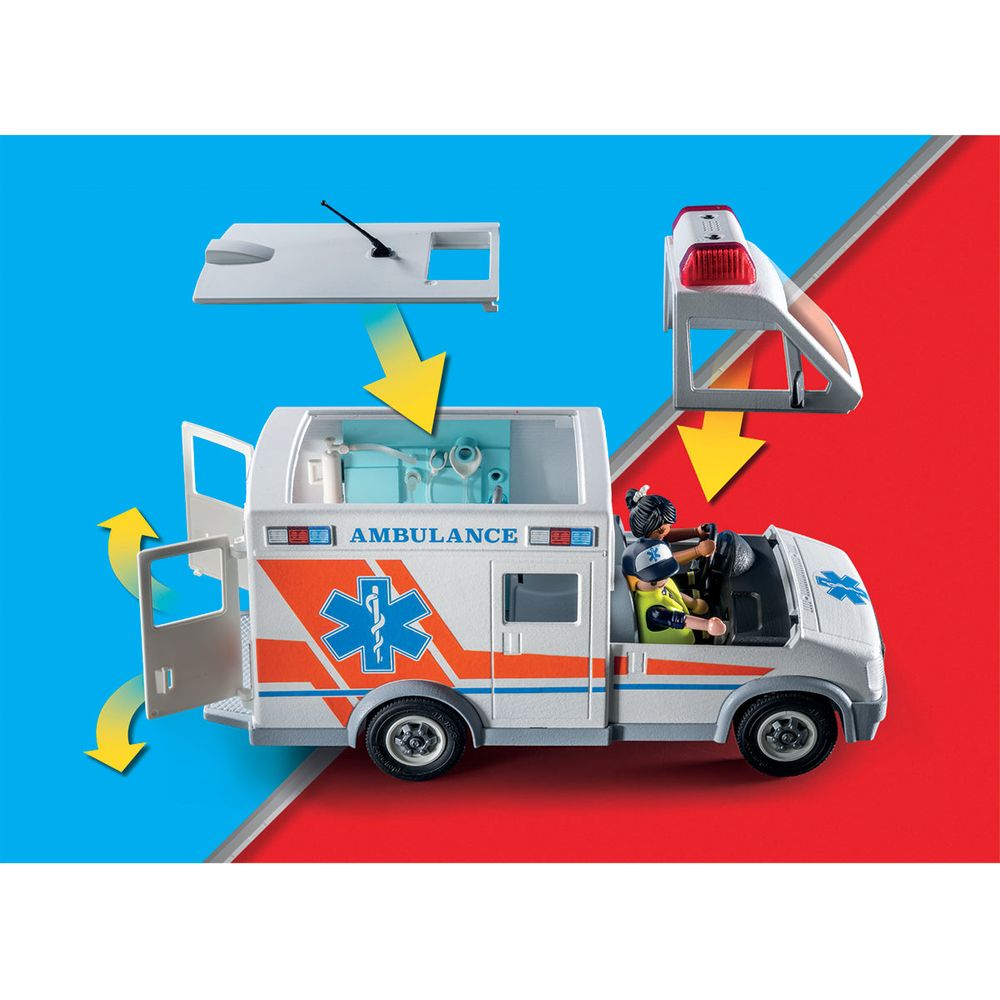  Playmobil -  Ambulance with Lights, Accessories and 3 Figures -  Preschool