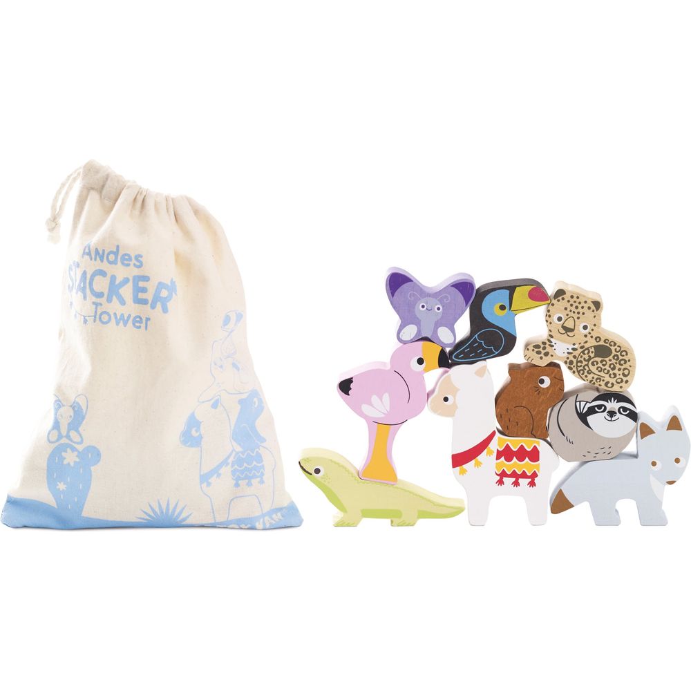  Le Toy Van -  Andes Stacking Animals & Bag -  Infants