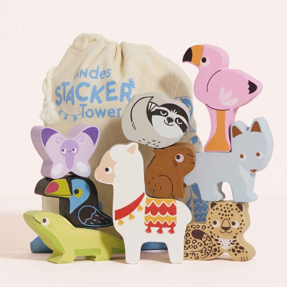  Le Toy Van -  Andes Stacking Animals & Bag -  Infants