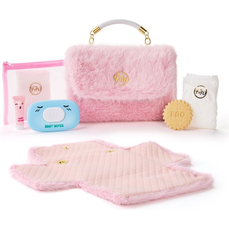  FAO Schwarz -  Baby Doll Faux Fur Diaper Bag Set -  Dolls