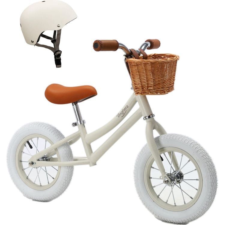  Baghera -  Balance Bicycle - Ivory White with Helmet -  Preschool