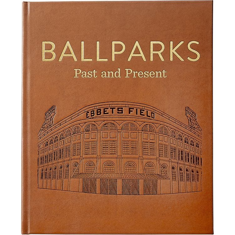Graphic Image -  "Ballparks Past and Present" Book in Tan Bonded Leather -  Books