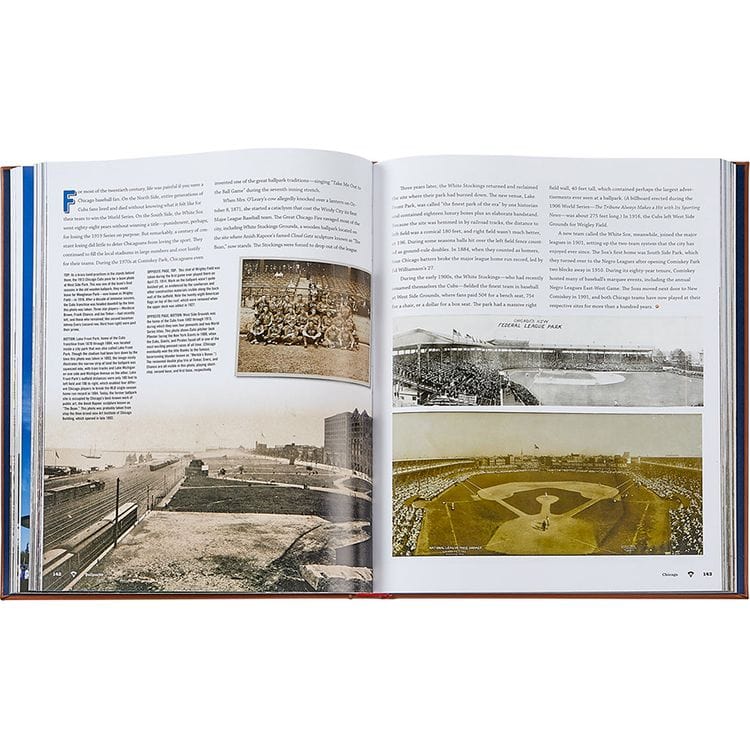 Graphic Image -  "Ballparks Past and Present" Book in Tan Bonded Leather -  Books