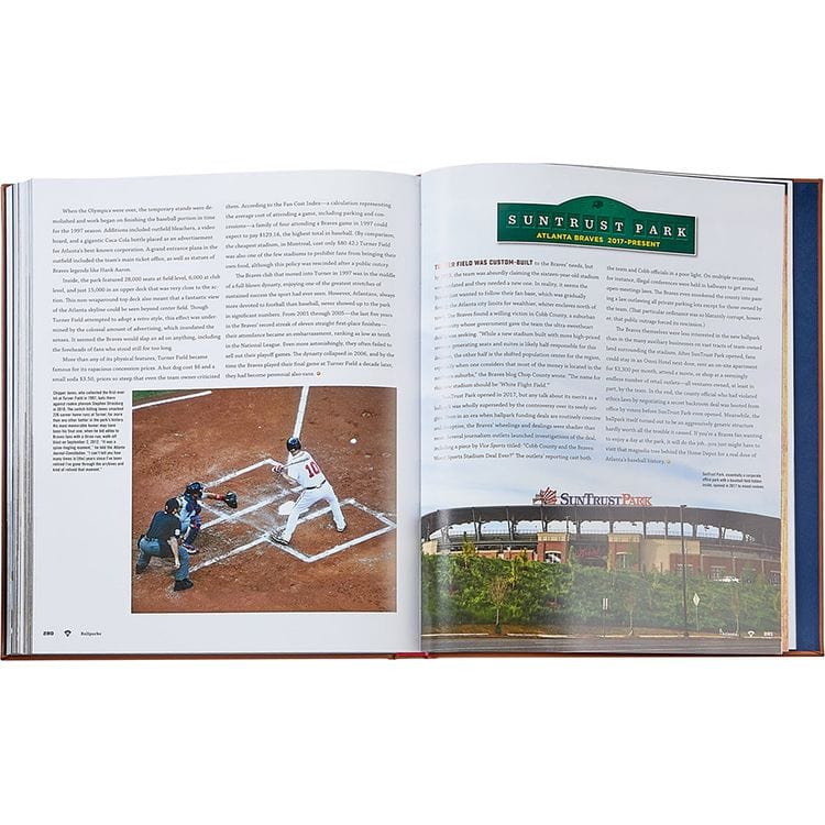 Graphic Image -  "Ballparks Past and Present" Book in Tan Bonded Leather -  Books