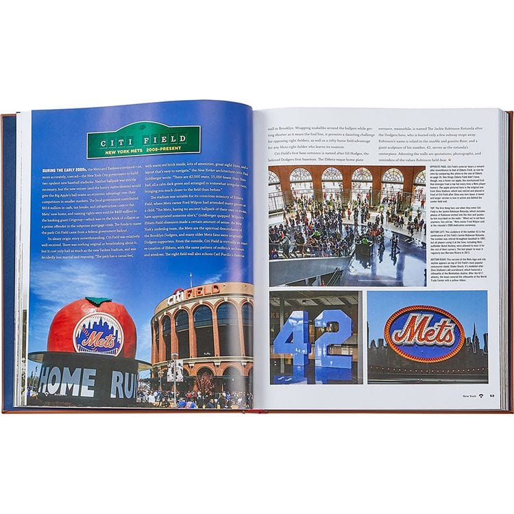 Graphic Image -  "Ballparks Past and Present" Book in Tan Bonded Leather -  Books