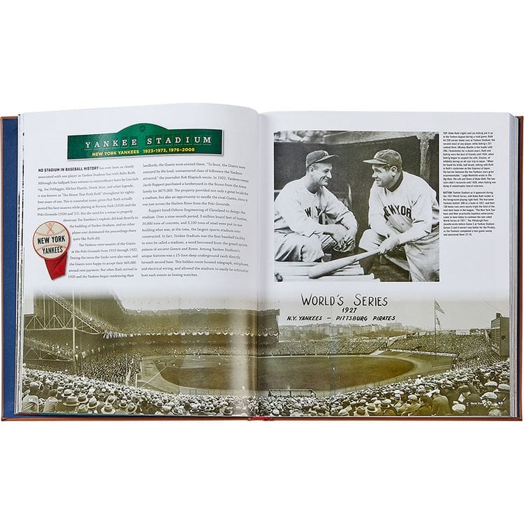 Graphic Image -  "Ballparks Past and Present" Book in Tan Bonded Leather -  Books