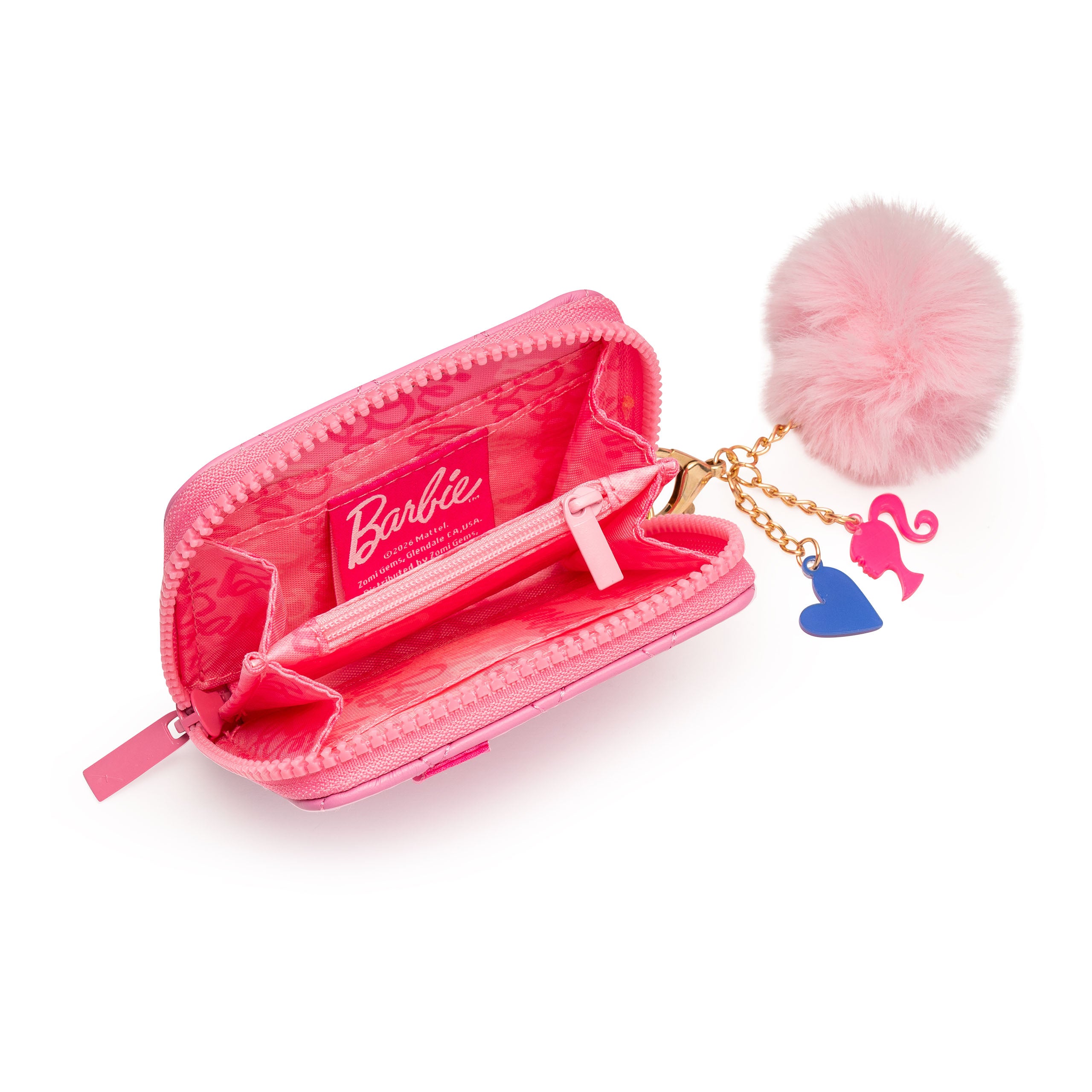 Barbie -  Barbie Quilted Kids Hot Pink Zip Wallet with Charms -  World of Barbie