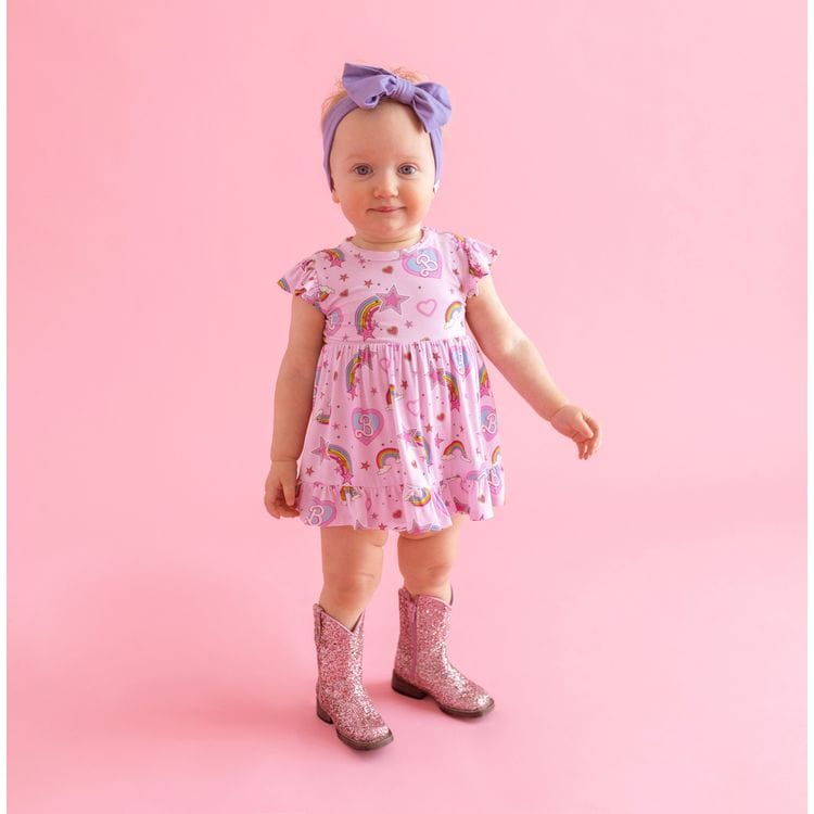 Barbie Star Power - Cap Sleeve Ruffled Bodysuit Dress | Posh Peanut Barbie Star Power - Cap Sleeve Ruffled Bodysuit Dress | Posh Peanut