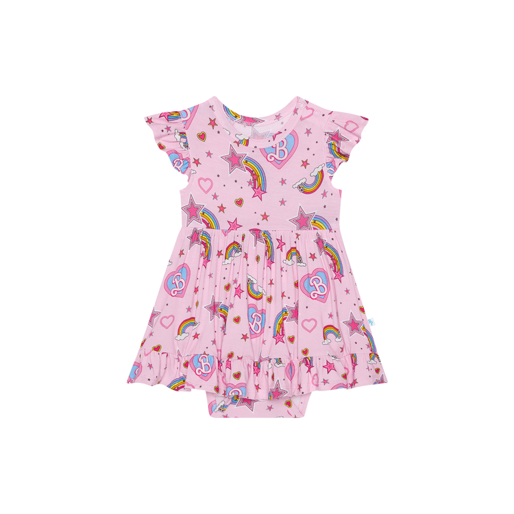 Posh Peanut - Barbie Star Power - Cap Sleeve Ruffled Bodysuit Dress - Baby & Toddler Dresses