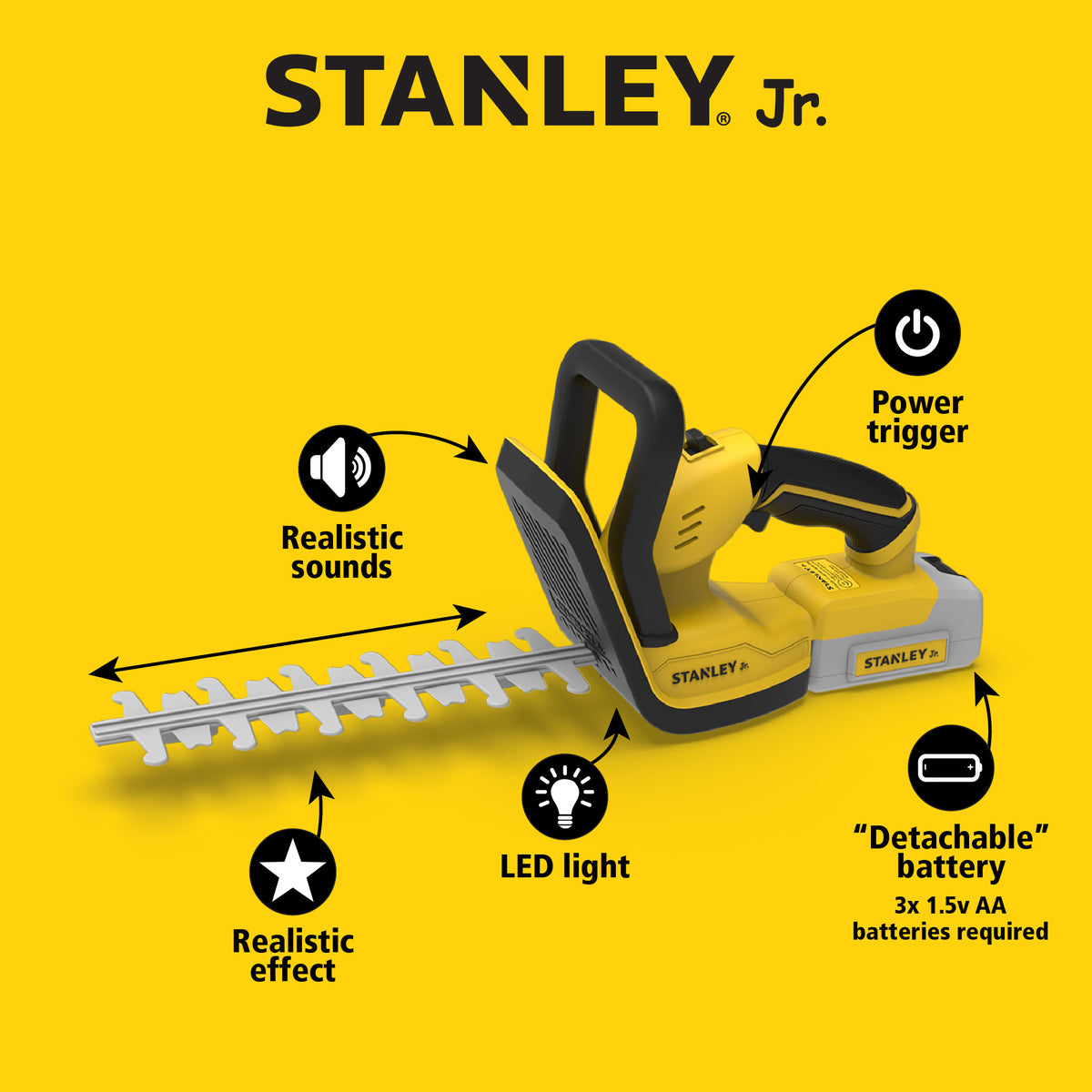 Stanley Jr. -  Battery Operated Deluxe Pretend Play Hedge Trimmer -  Preschool