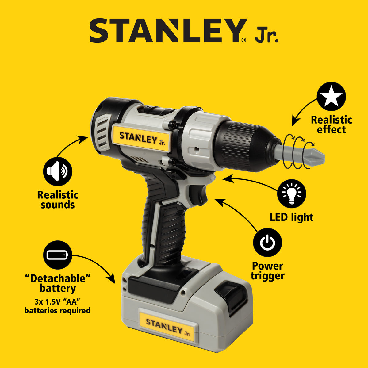 Stanley Jr. -  Battery Operated Toy Drill -  Preschool