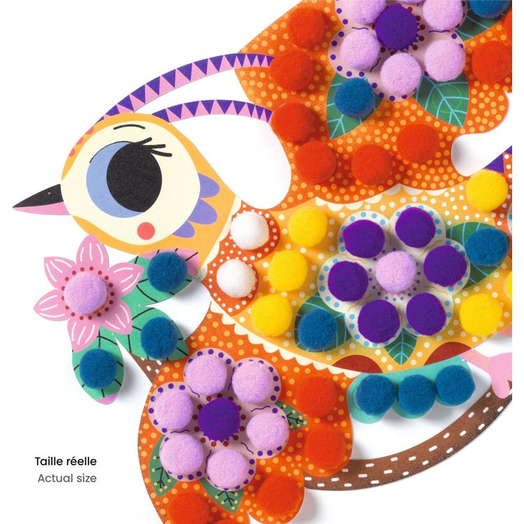 Djeco -  Bird Pom Pom Collage Craft Kit -  Creativity