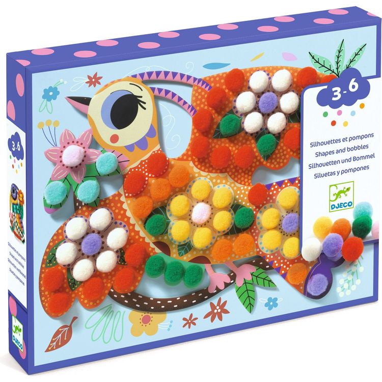 Djeco -  Bird Pom Pom Collage Craft Kit -  Creativity