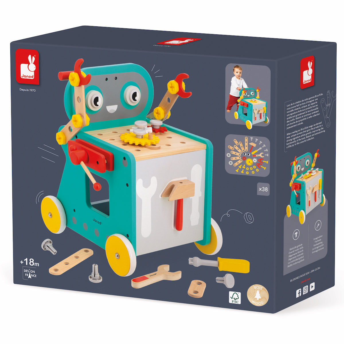  Janod -  Brico'kids DIY Magnetic Robot Cart -  Infants