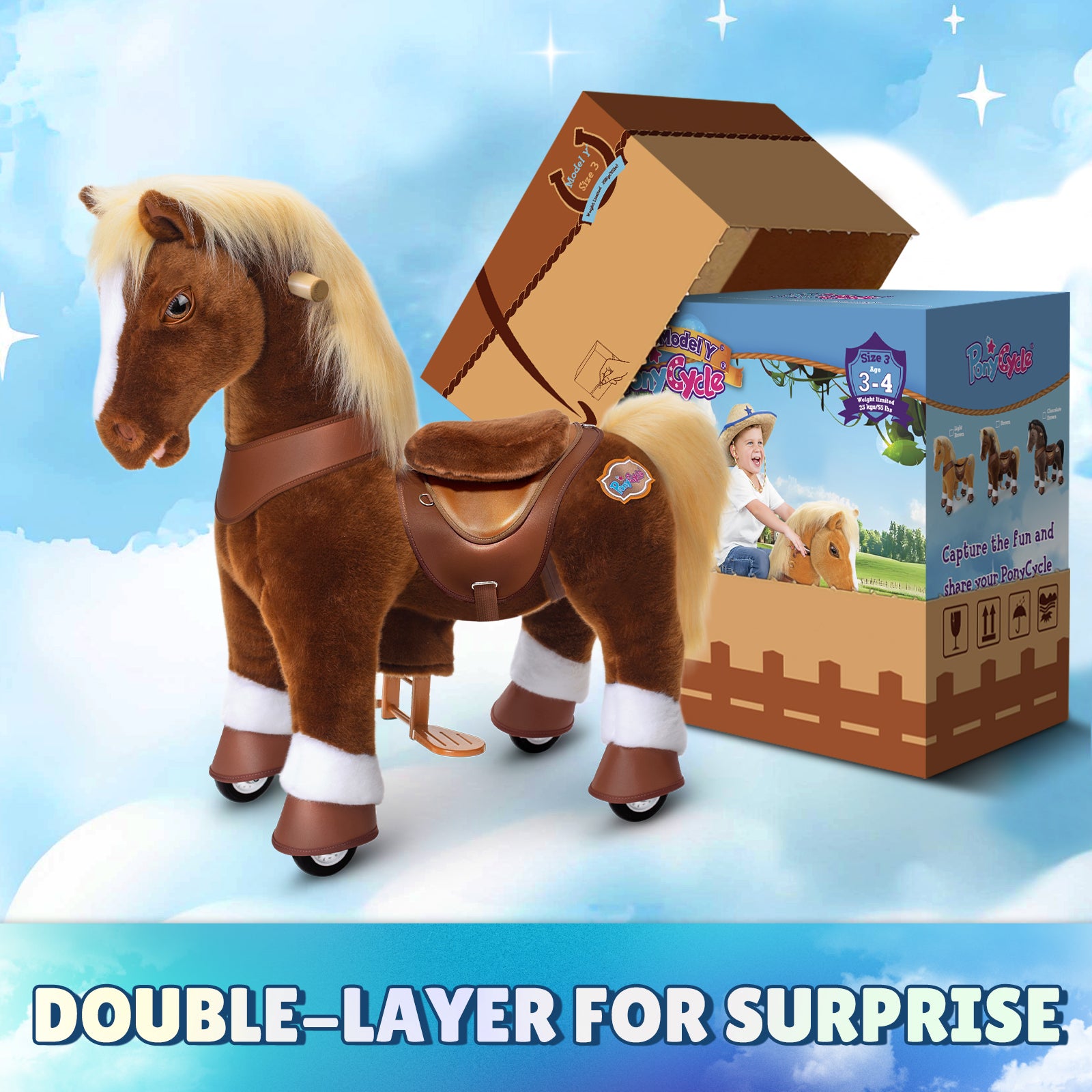  PonyCycle, Inc. -  Brown Horse Model Y Ride on Toy - 3-4 Years -  Preschool