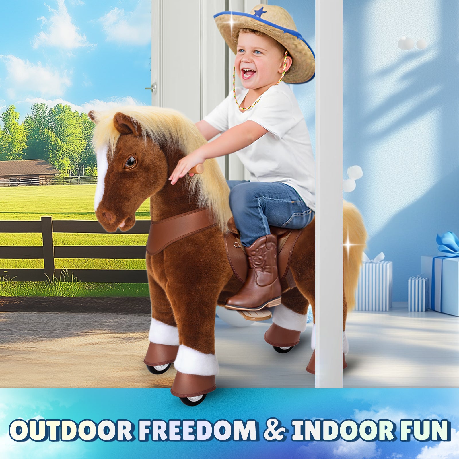 PonyCycle, Inc. -  Brown Horse Model Y Ride on Toy - 4-7 Years -  Outdoor