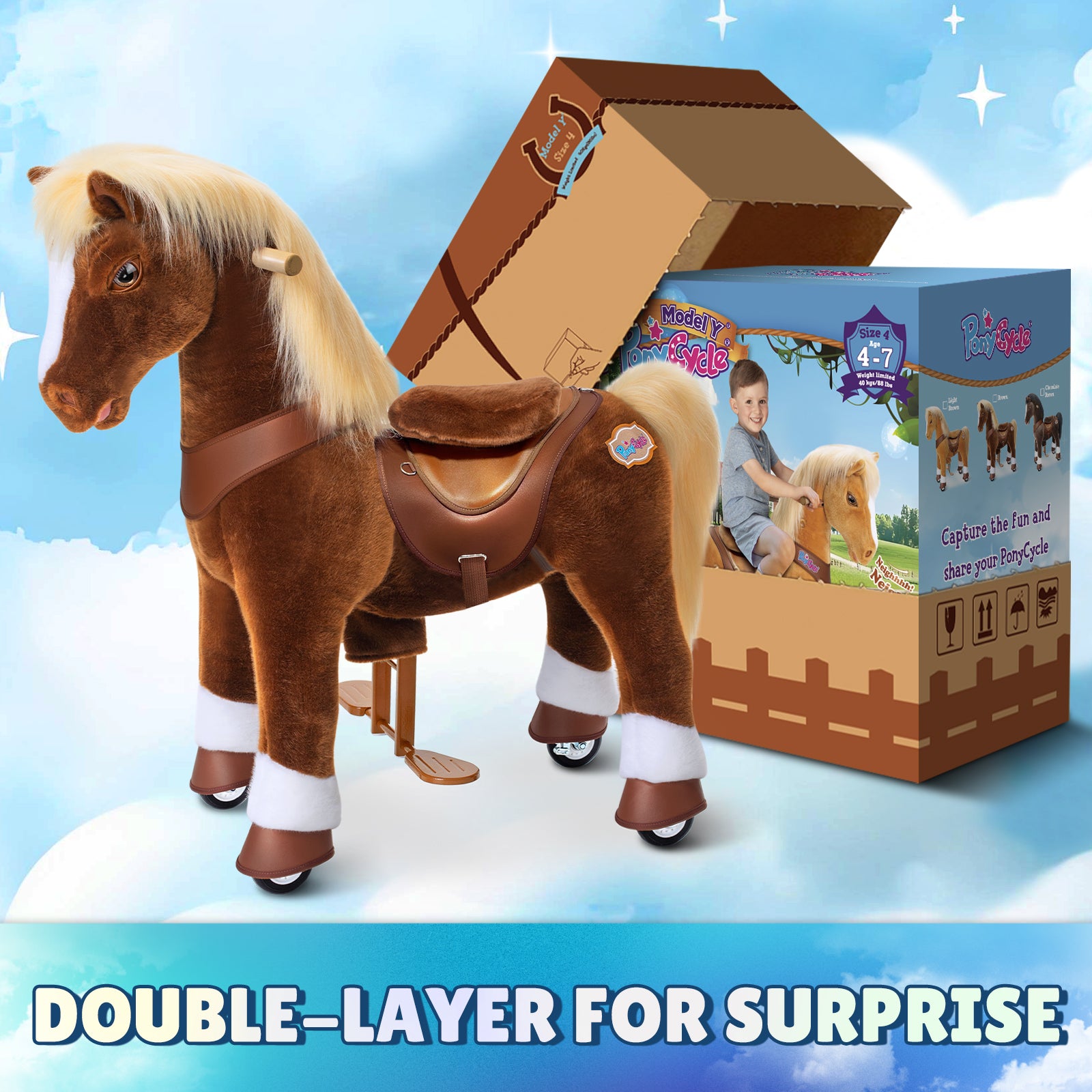  PonyCycle, Inc. -  Brown Horse Model Y Ride on Toy - 4-7 Years -  Outdoor