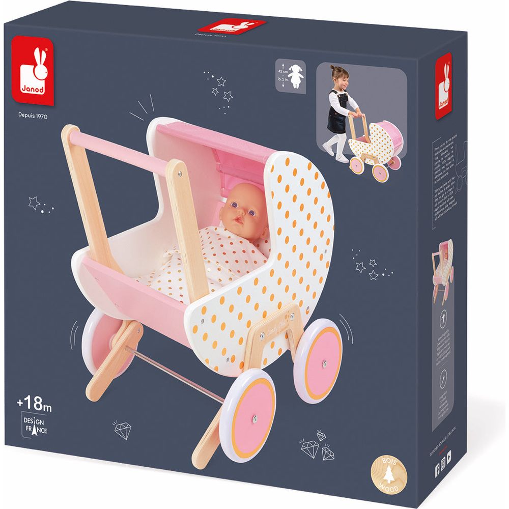  Janod -  Candy Chic Doll Stroller -  Dolls