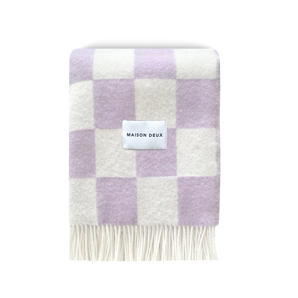  Maison Deux -  Checkerboard Blanket - Lilac/White -  Room Decor