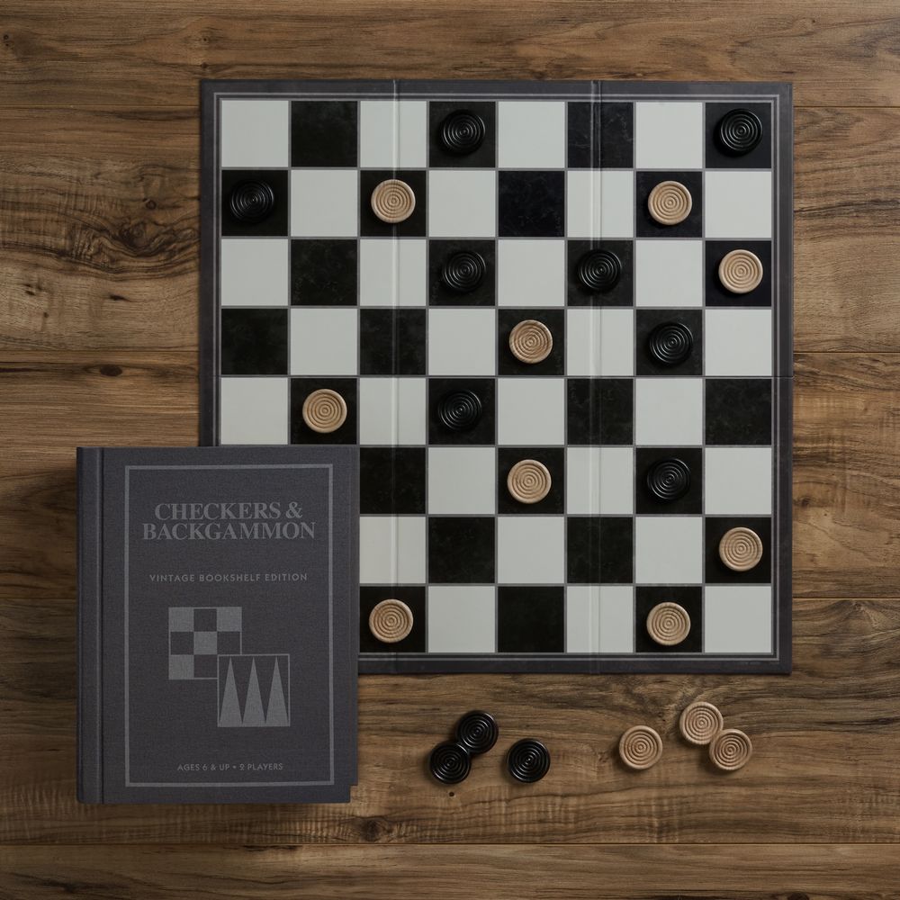  WS Game Company -  Checkers & Backgammon Vintage Bookshelf Edition -  Games