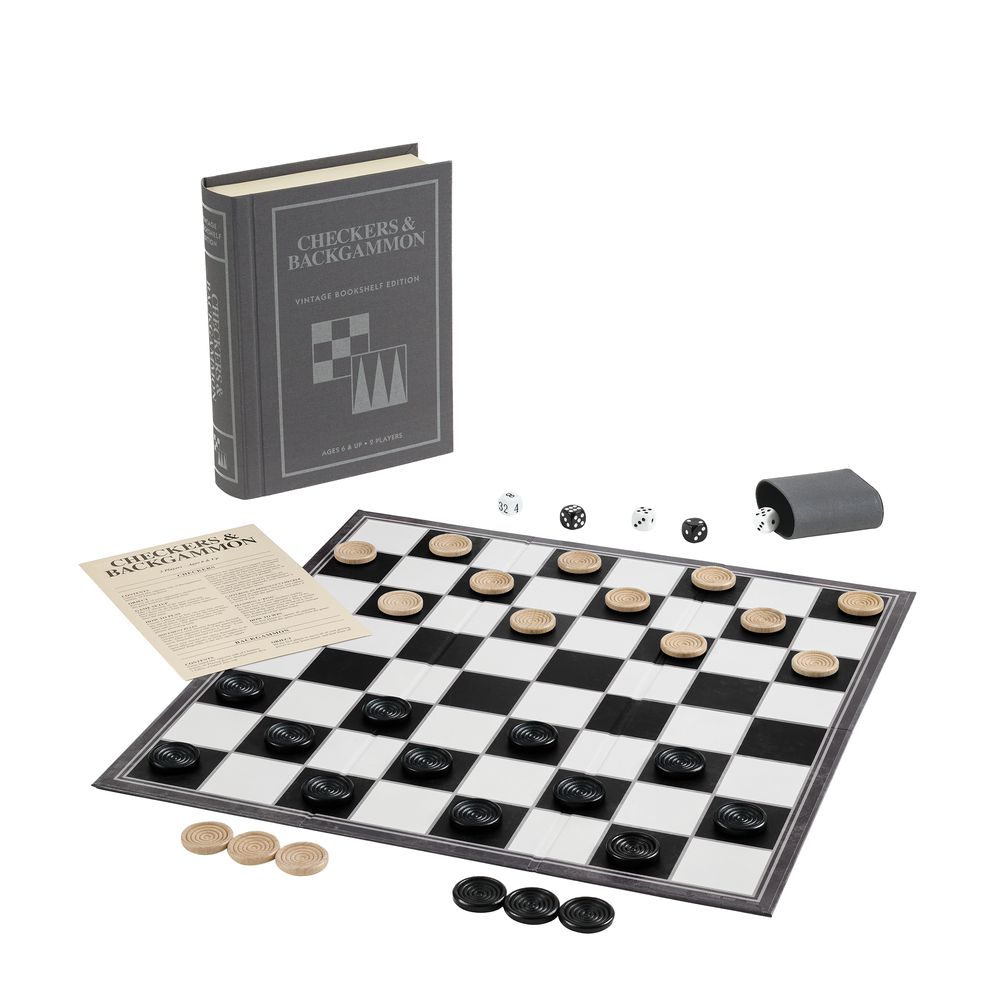  WS Game Company -  Checkers & Backgammon Vintage Bookshelf Edition -  Games
