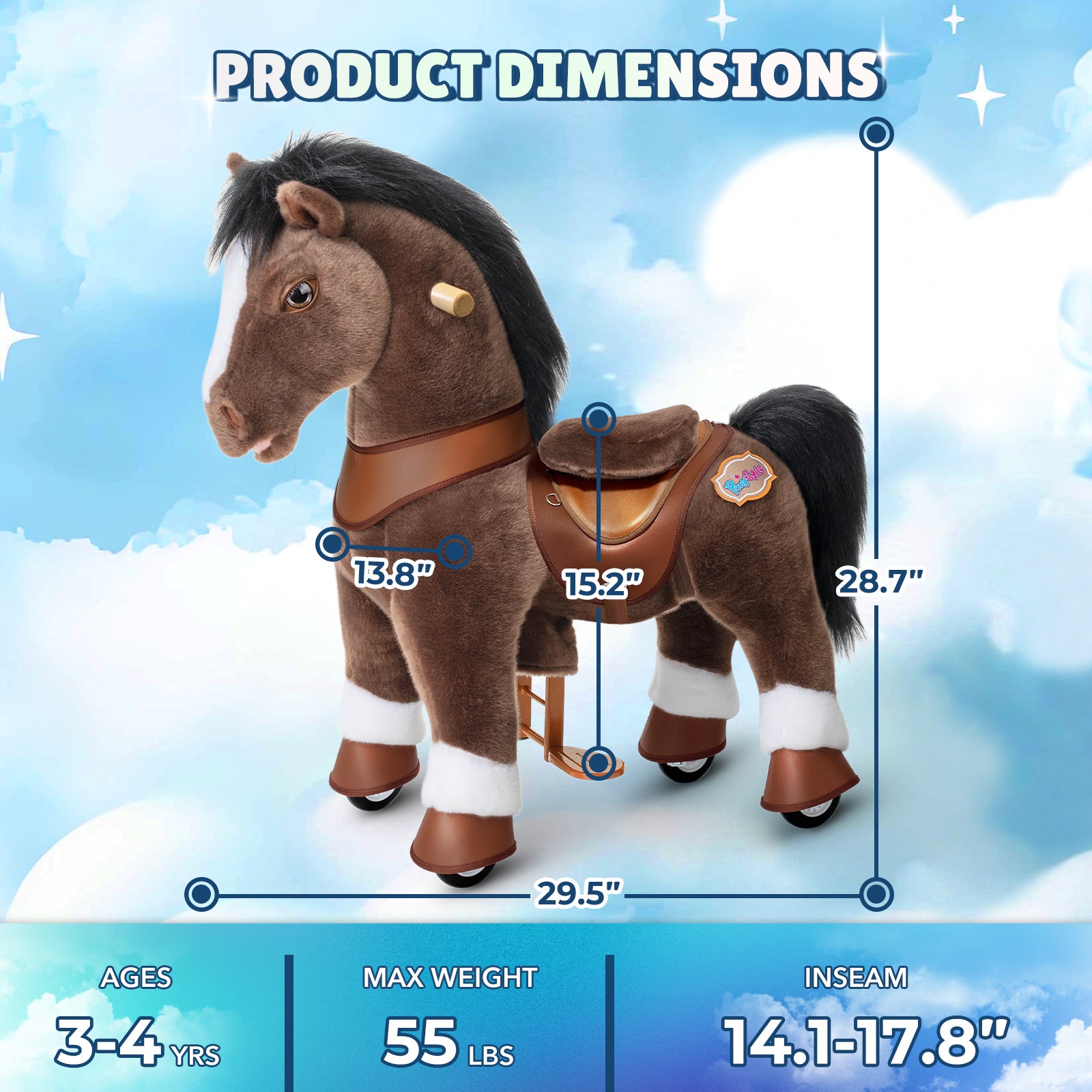  PonyCycle, Inc. -  Chocolate Brown Horse Model Y Ride on Toy - 3-4 Years -  Outdoor