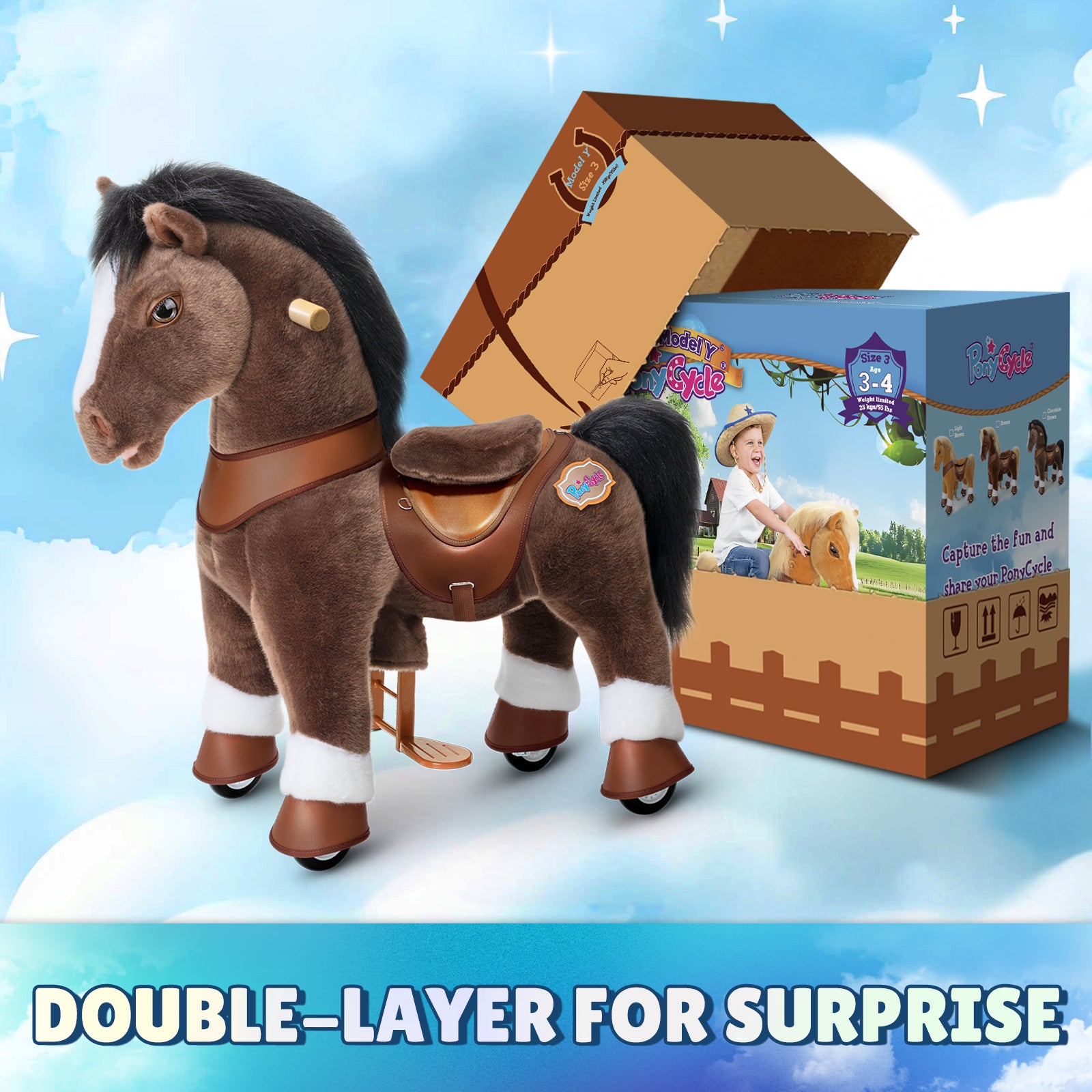  PonyCycle, Inc. -  Chocolate Brown Horse Model Y Ride on Toy - 3-4 Years -  Outdoor