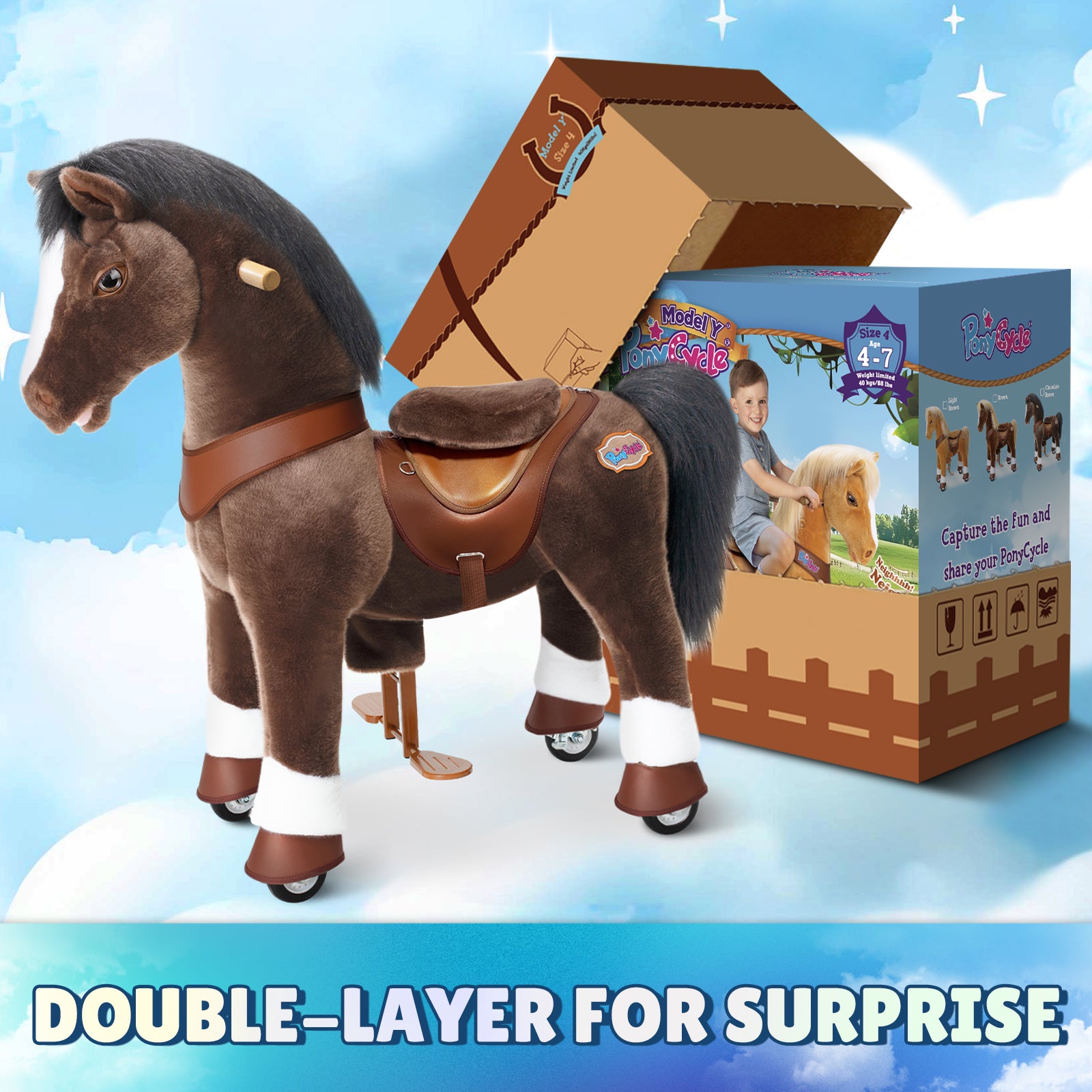  PonyCycle, Inc. -  Chocolate Brown Model Y Horse Ride on Toy - 4-7 Years -  Outdoor