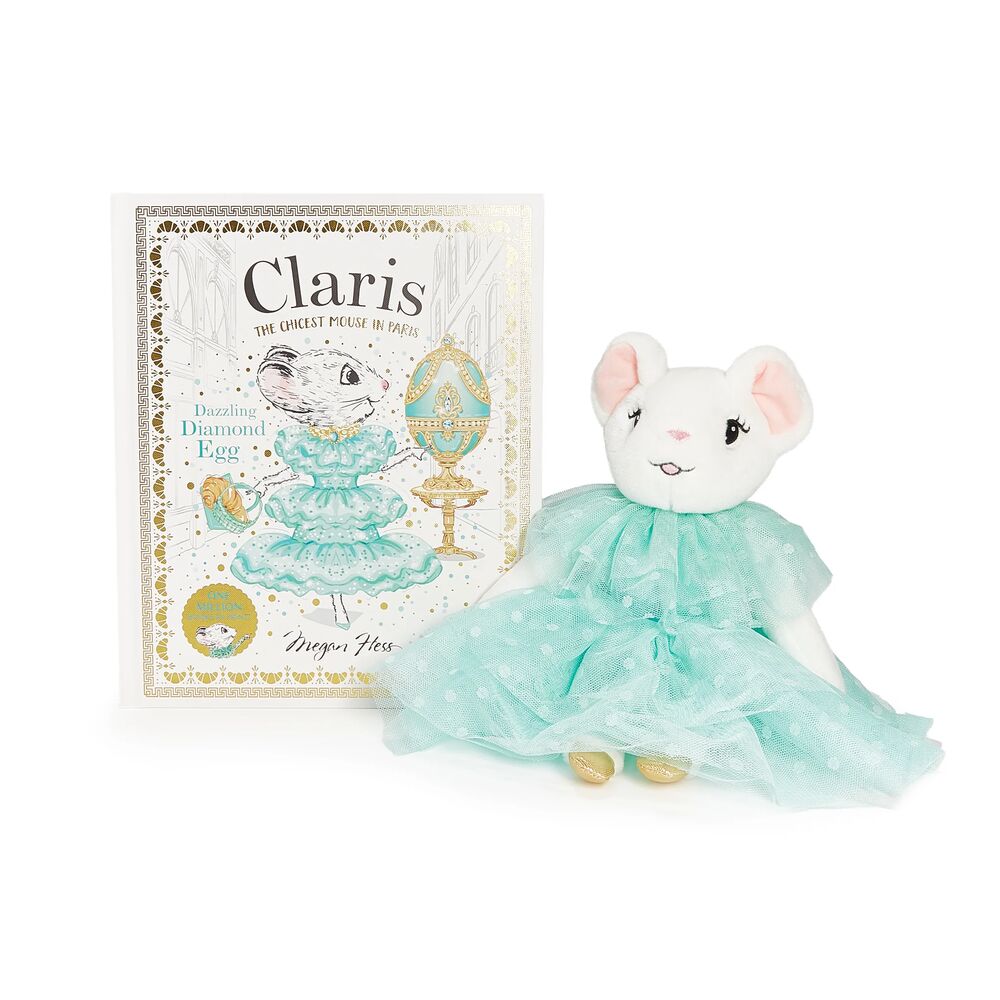  Claris - The Chicest Mouse in Paris™ -  Claris The Mouse: Dazzling Diamond Egg & Turquoise Plush Book Bundle -  Infants