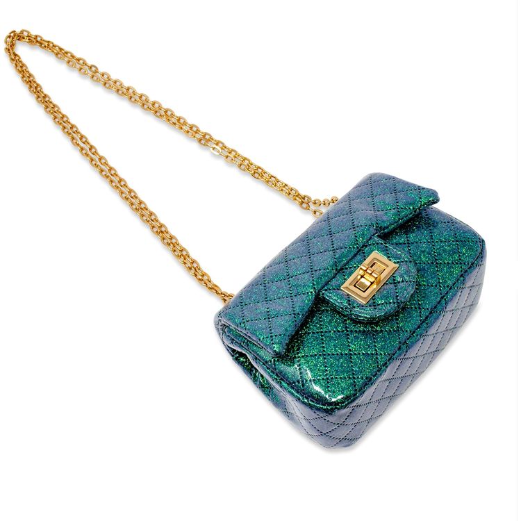  Zomi Gem -  Classic Quilted Sparkle Mini Purse - Green -  Trend Accessories