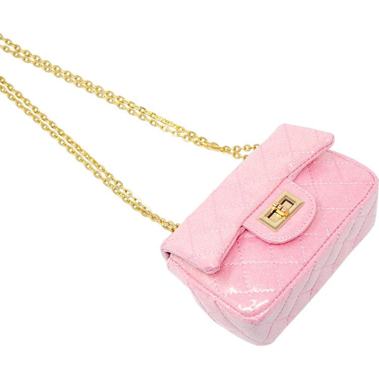 Zomi Gem -  Classic Quilted Sparkle Mini Purse - Pink Lemonade -  Trend Accessories