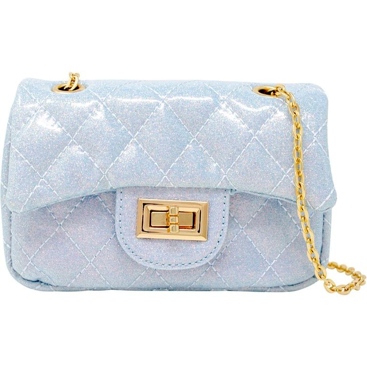  Zomi Gem -  Classic Quilted Sparkle Mini Purse - Sky Blue -  Trend Accessories