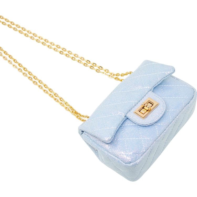  Zomi Gem -  Classic Quilted Sparkle Mini Purse - Sky Blue -  Trend Accessories