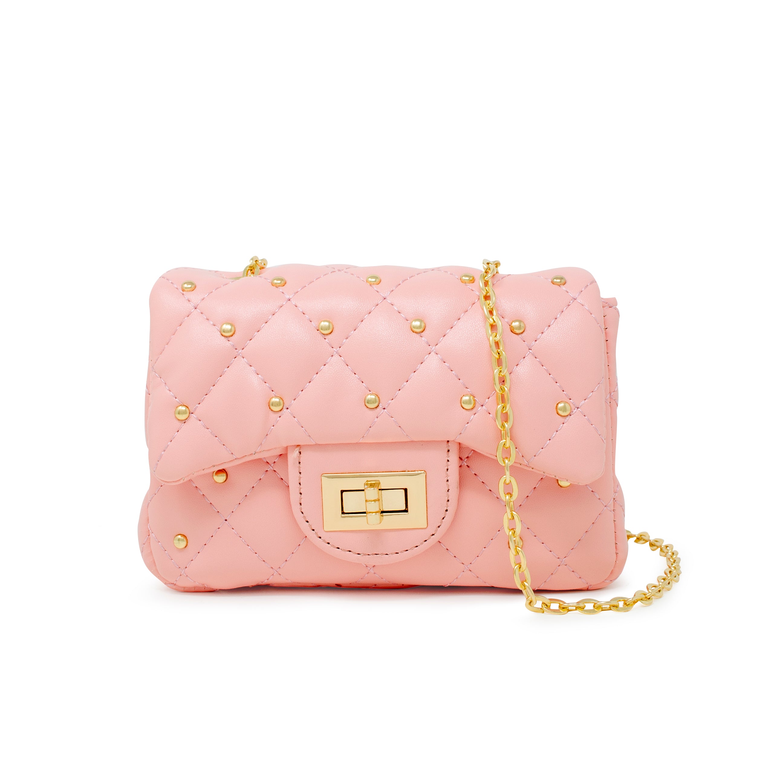  Zomi Gem -  Classic Quilted Stud Handbag - Pink -  Trend Accessories