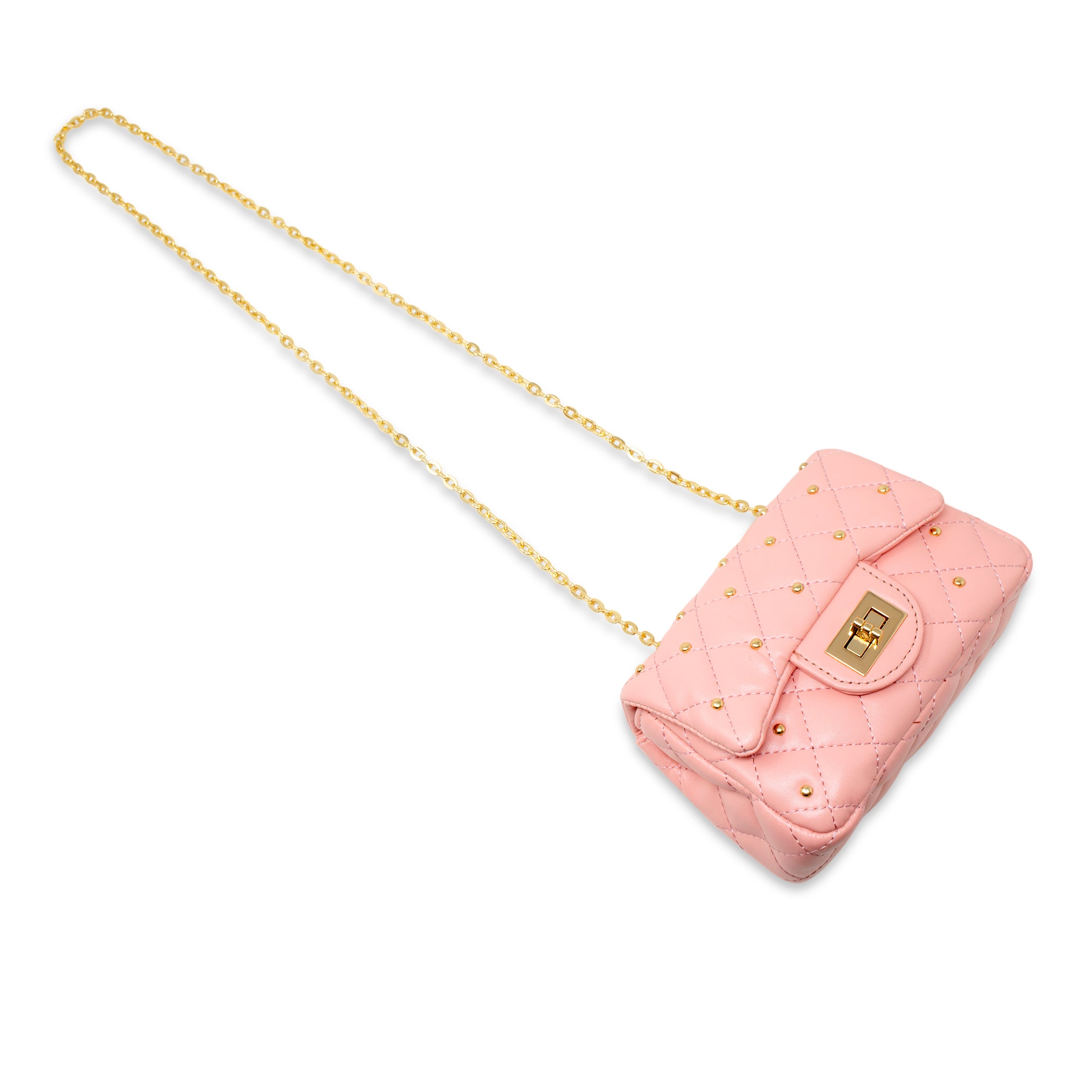  Zomi Gem -  Classic Quilted Stud Handbag - Pink -  Trend Accessories