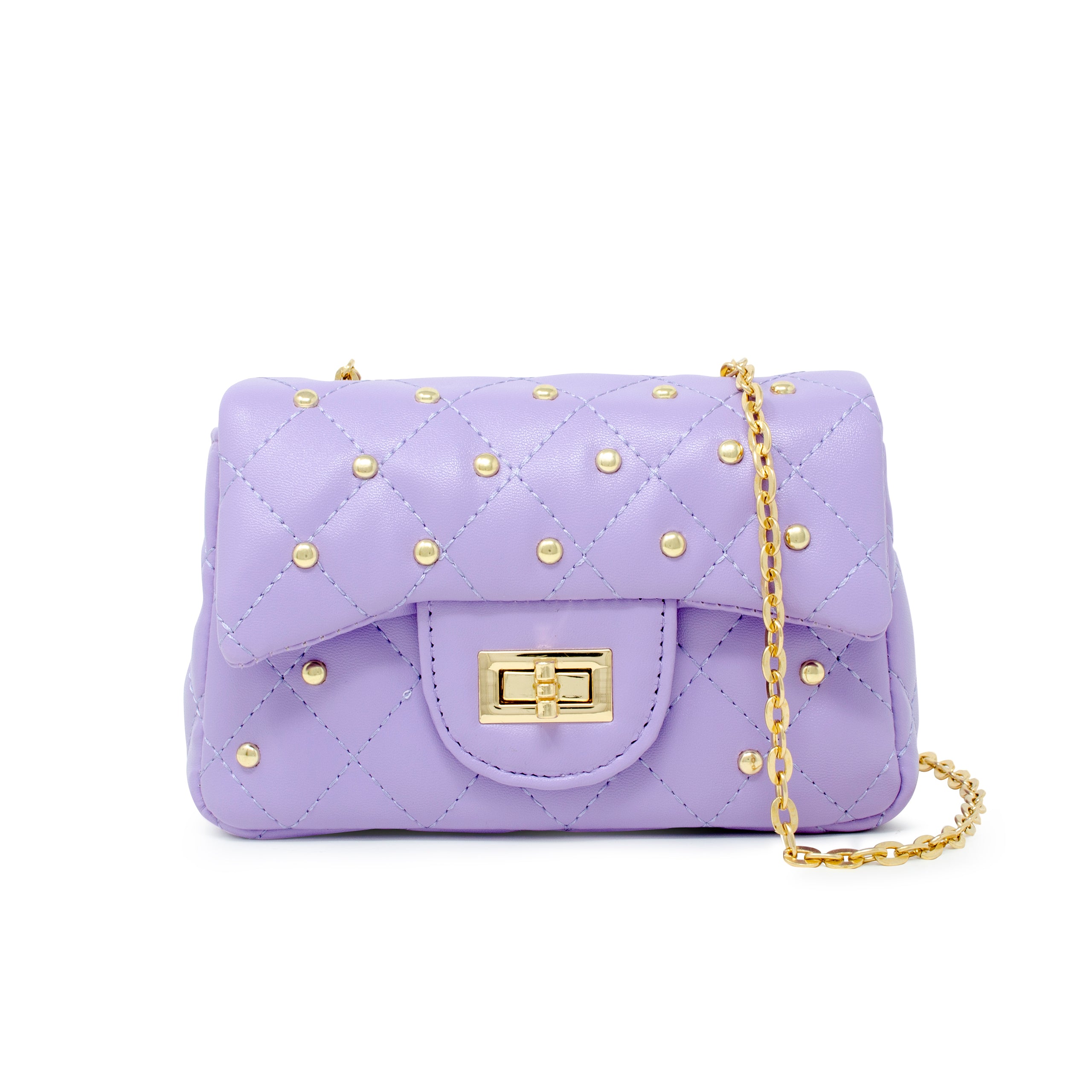  Zomi Gem -  Classic Quilted Stud Handbag - Purple -  Trend Accessories