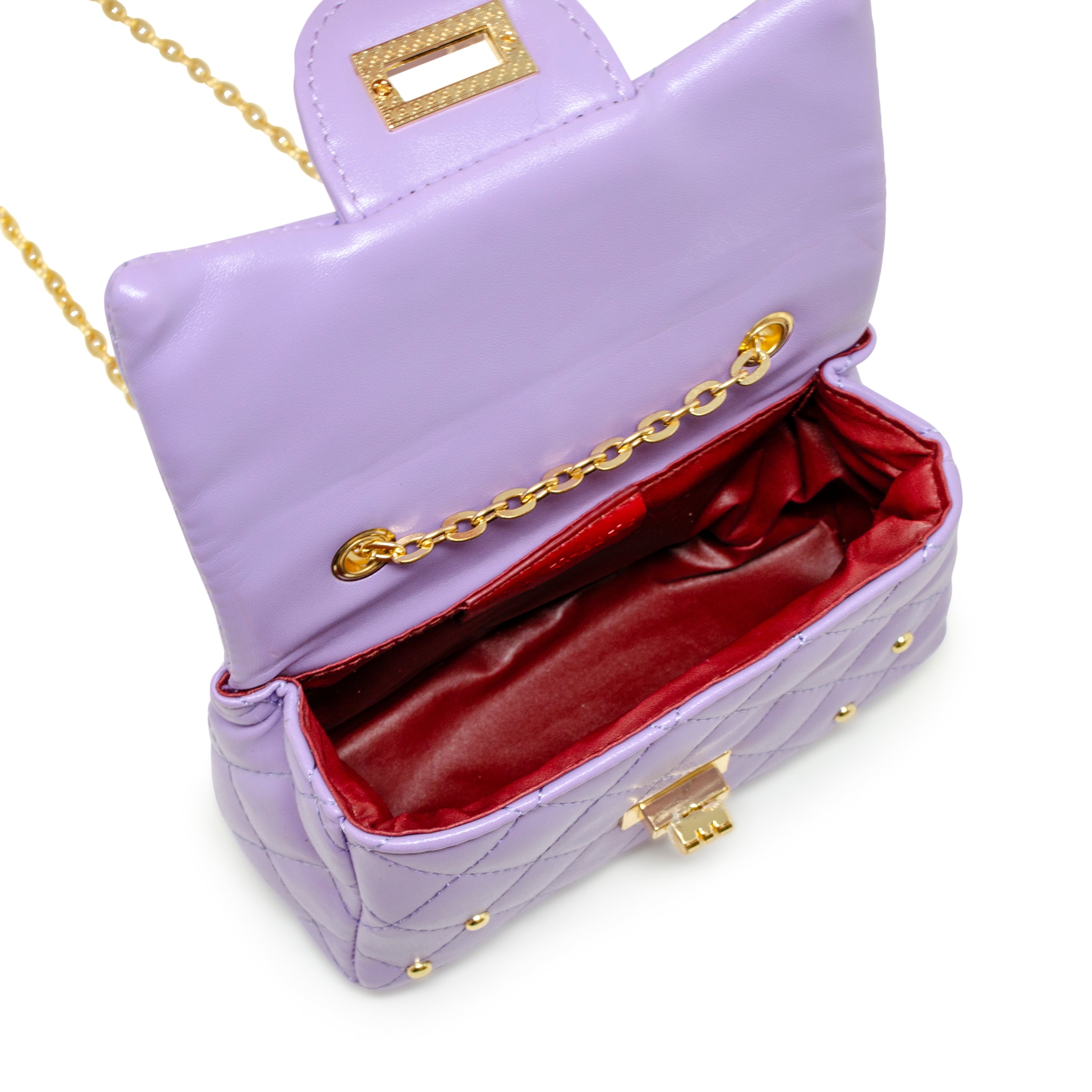  Zomi Gem -  Classic Quilted Stud Handbag - Purple -  Trend Accessories