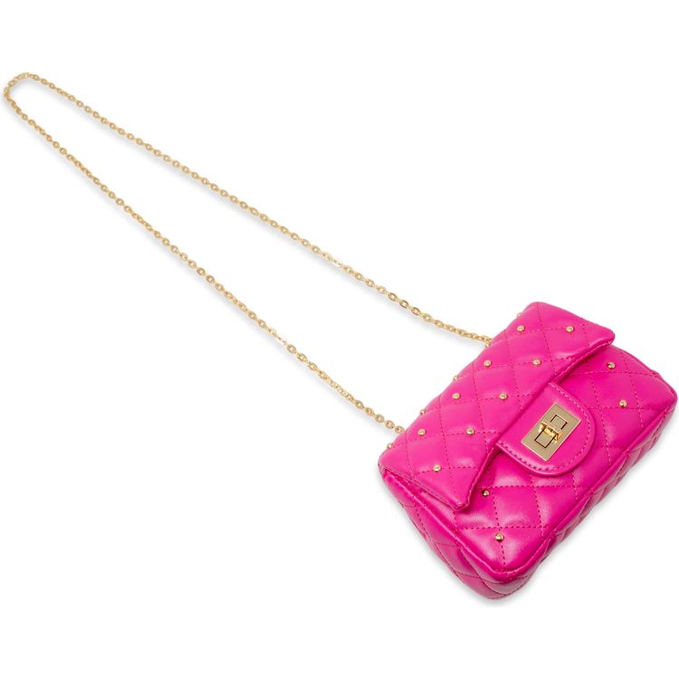  Zomi Gem -  Classic Quilted Stud Mini Bag - Hot Pink -  Trend Accessories