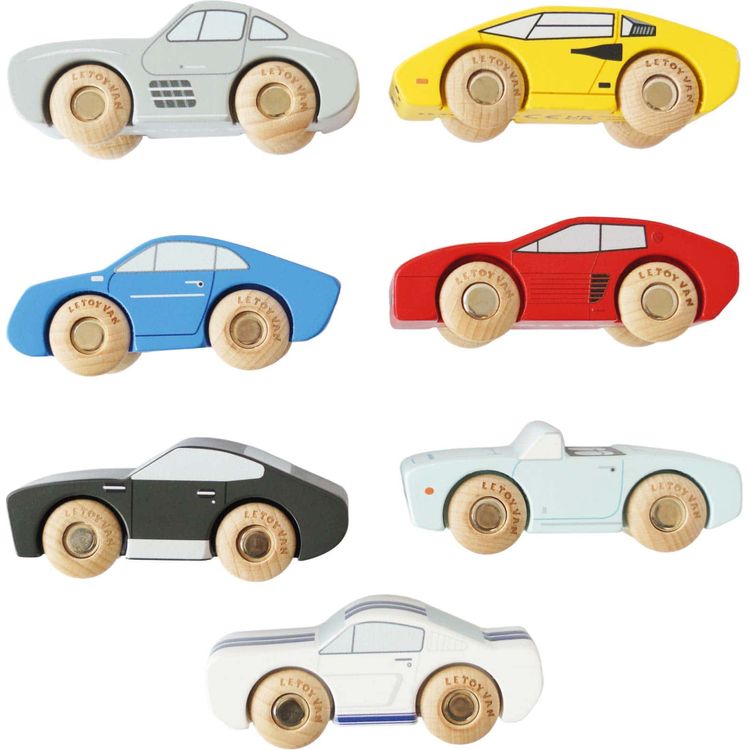  Le Toy Van -  Classic Wooden Sports Cars - 7 Pieces -  Preschool